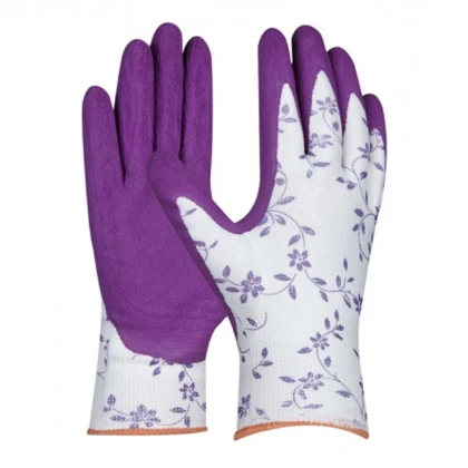 Rukavice dámské pracovní Flower - fialové - velikost 7 - pěstební pomůcky - 1 pár